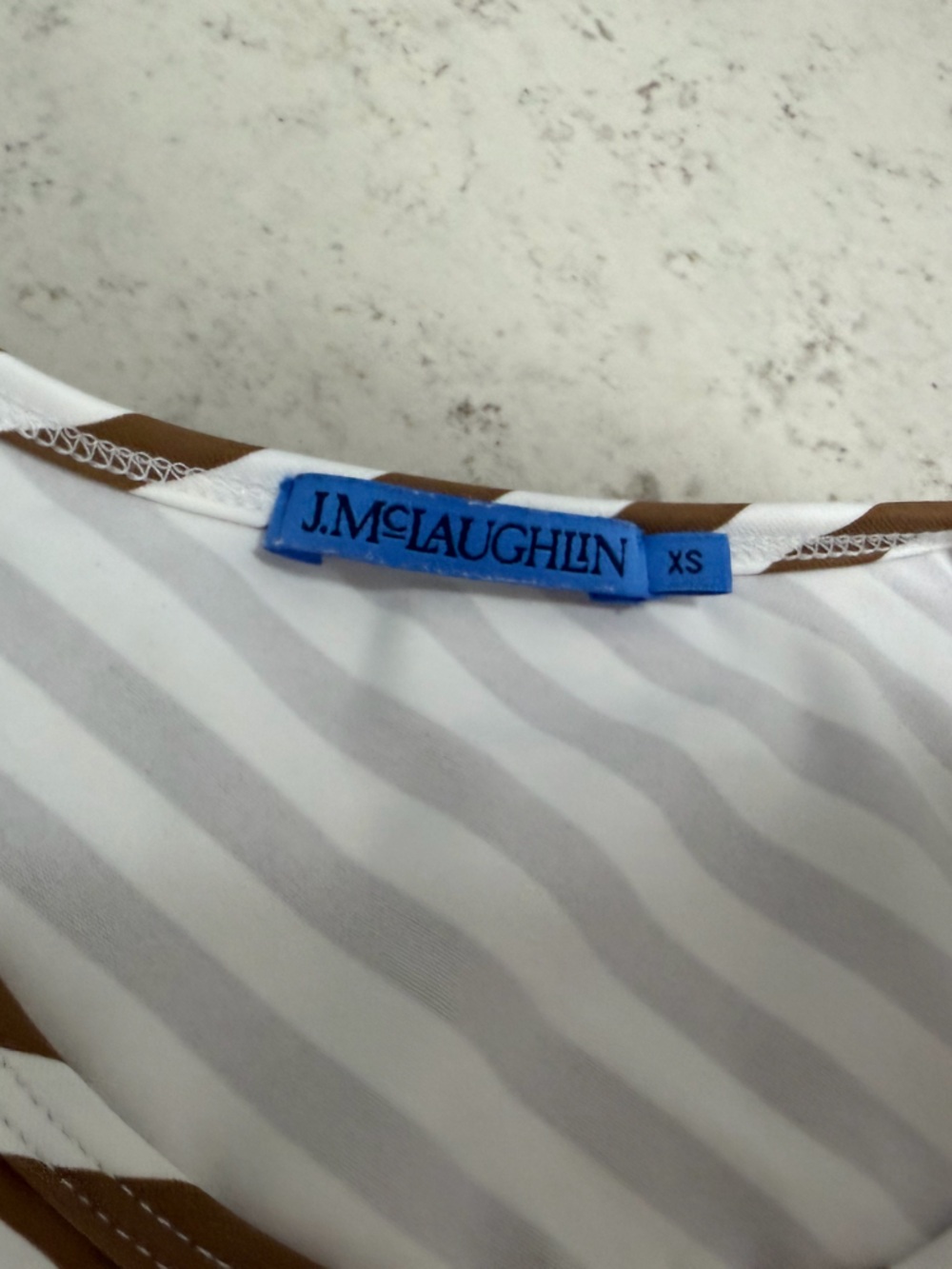 J. McLaughlin Brown & White Striped Tie-Waist Midi Dress - Picture 2 of 3